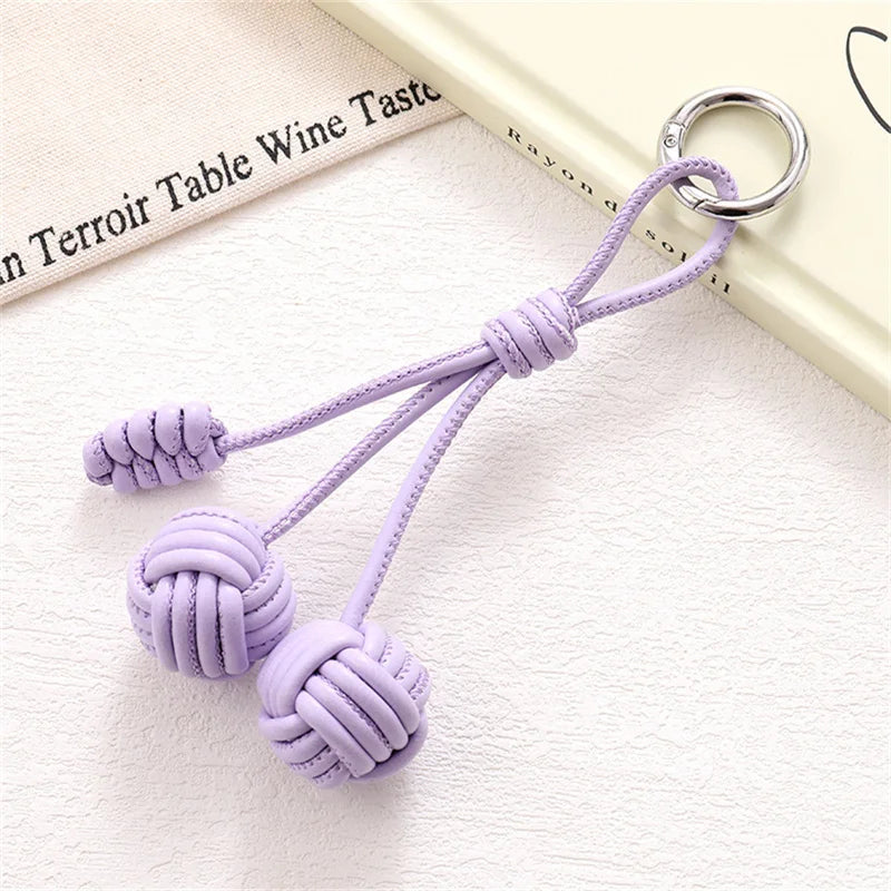 Hand-Woven Double Ball Charm Keychain