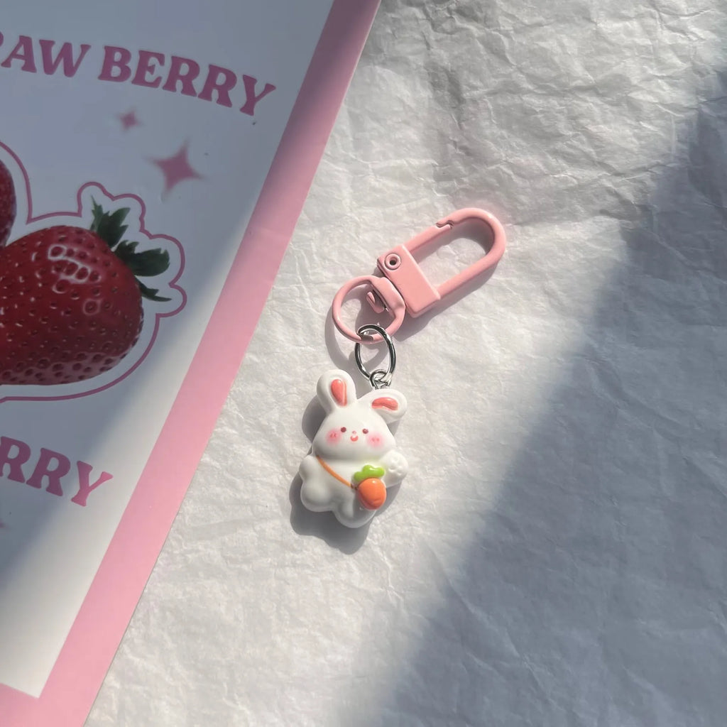 Pastel Bunny and Flower Resin Bag Charm