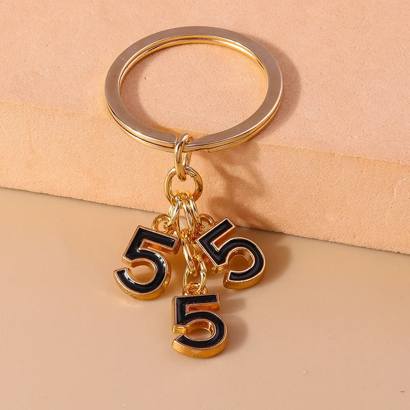 Cute Enamel Number 5 Keychain for Car Key Souvenir Gifts for Women Men Handbag Pendants Keyrings DIY Jewelry Accessories