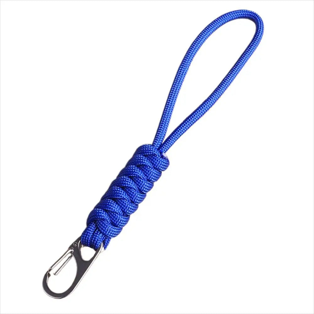 Snake Knot Paracord Keychain Outdoor Rope Handmade Braided Woven Keychain Metal Backpack Buckle Umbrella Rope Keyring