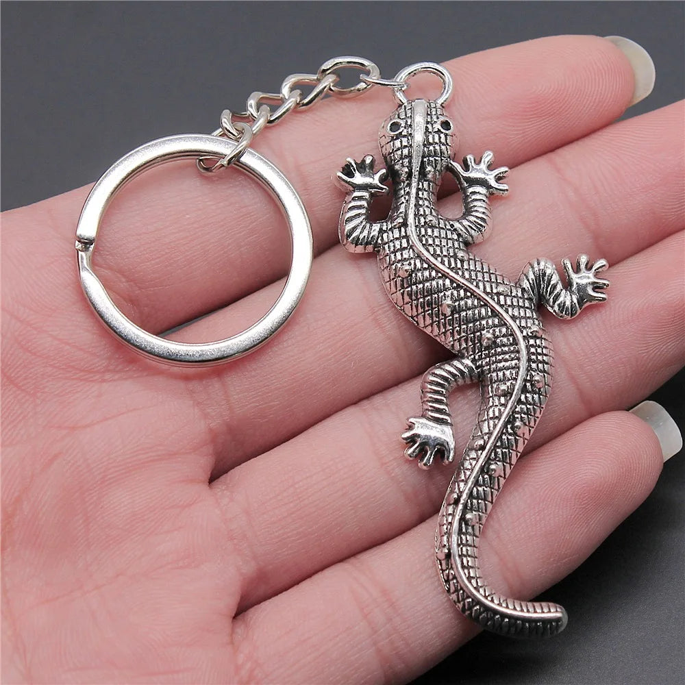 Gecko Lizard Metal Keychain Pendant