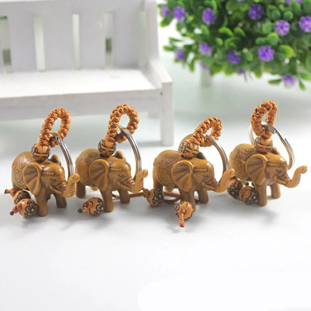 Elephant Charm Keychain with Gold-Tone Clasp