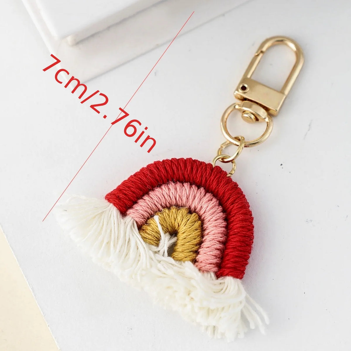Rainbow Woven Tassel Keychain with Clasp