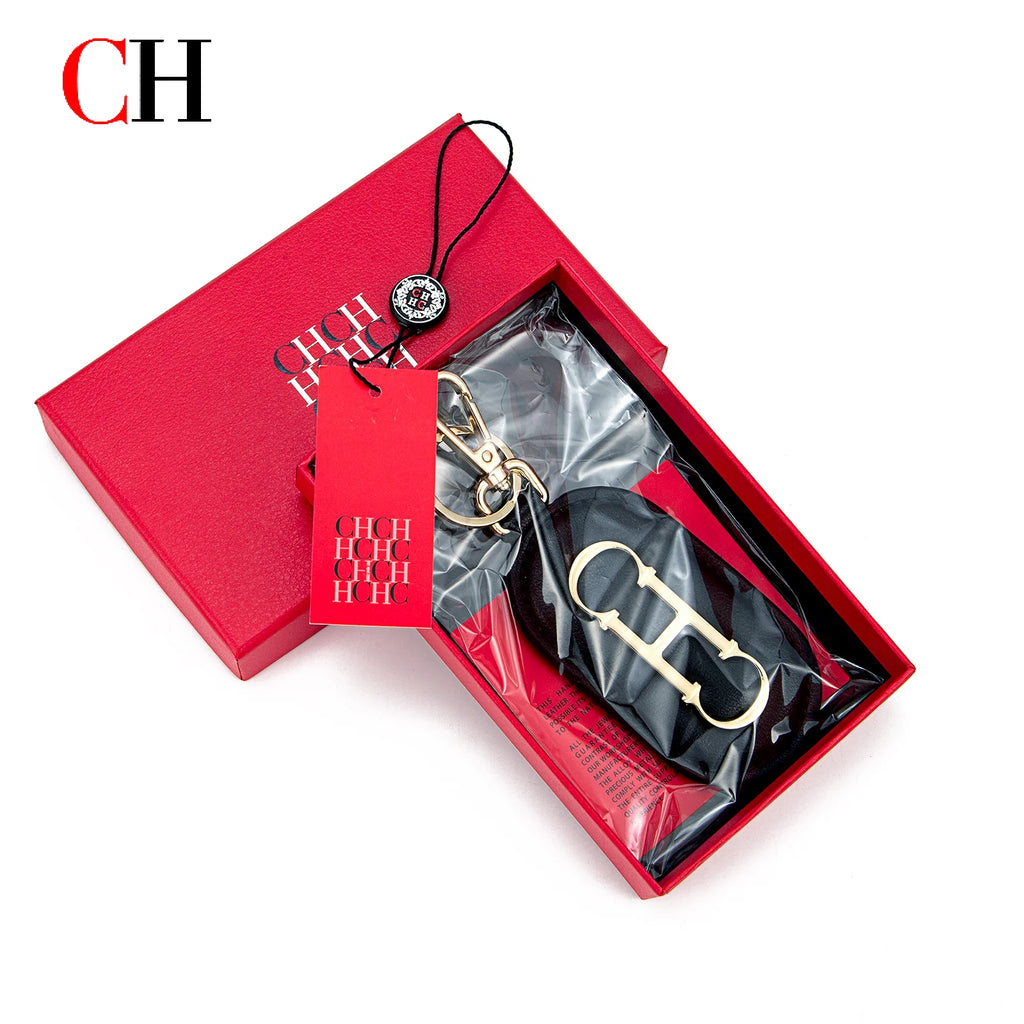 Oval Bag Charm Keychain with Raised Metal Ornament