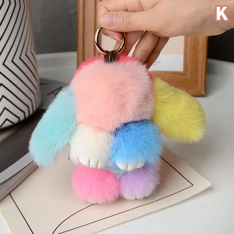 Plush Bunny Bag Charm with Gold-Tone Spring Ring