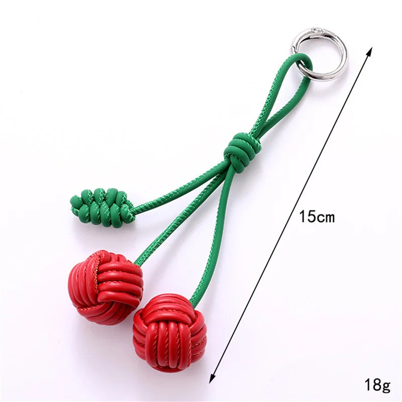 Hand-Woven Double Ball Charm Keychain