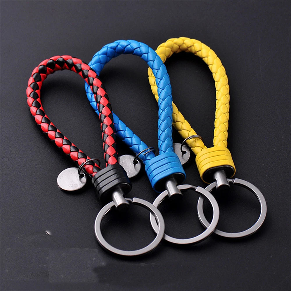 Braided PU Leather Keychain with O-Ring Buckle