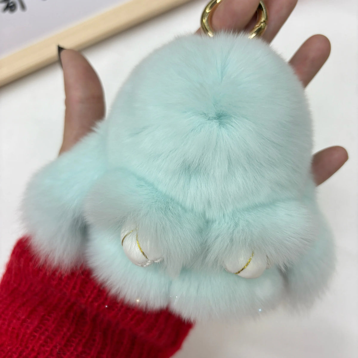 Plush Rabbit Bag Charm with Gold-Tone Ring Clasp