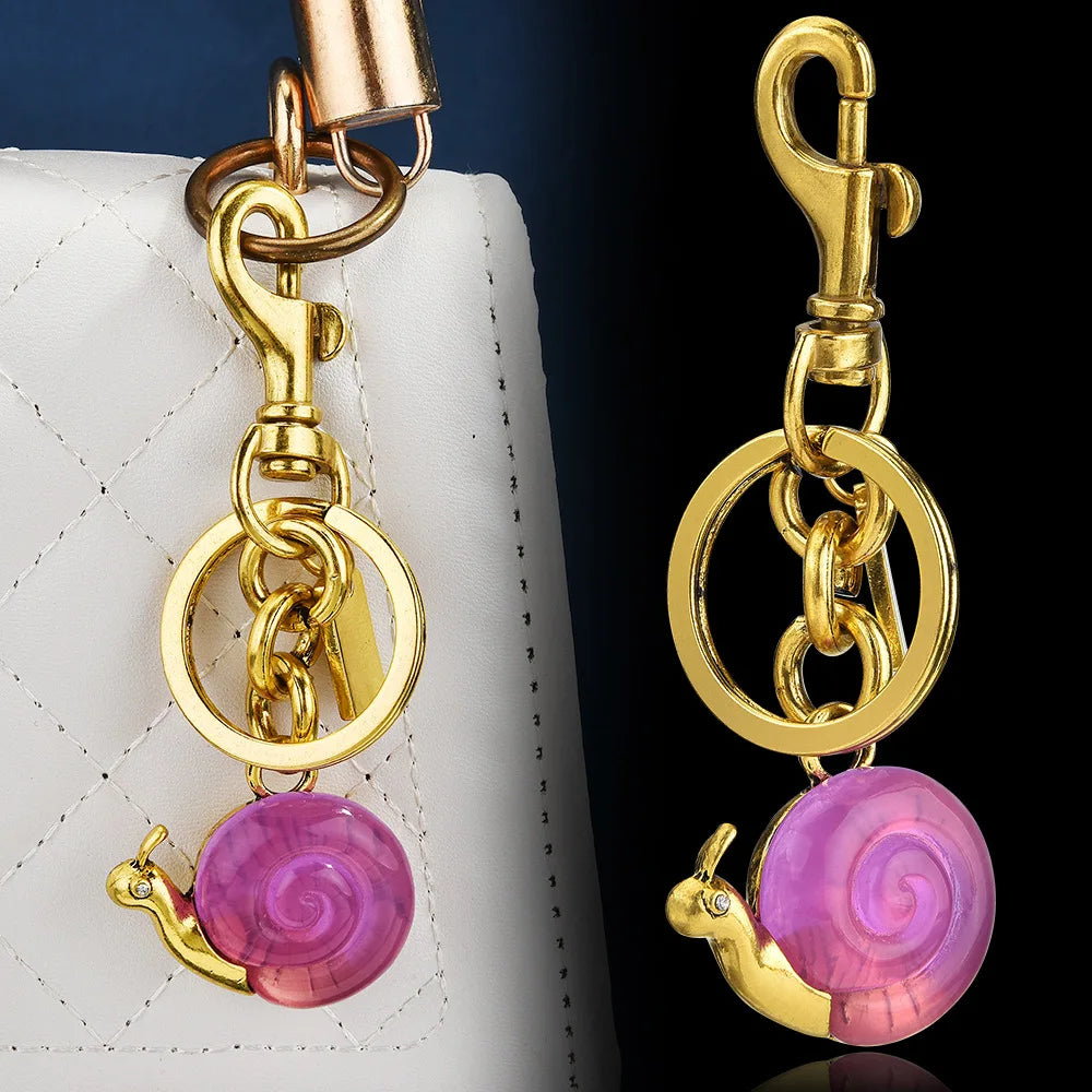 Pink Snail Keychain Charm with Lobster Clasp