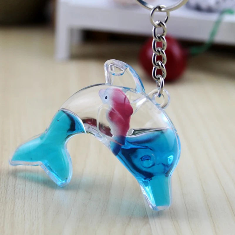 Hot Sale Floating Dolphin Keychain For Car Keys Ring Cute Whale Ocean Pendant Accessories Women Bag Charms Pendant Gift