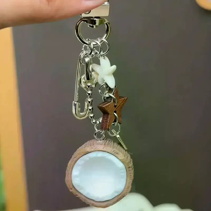 Coconut and Starfish Beaded Bag Charm