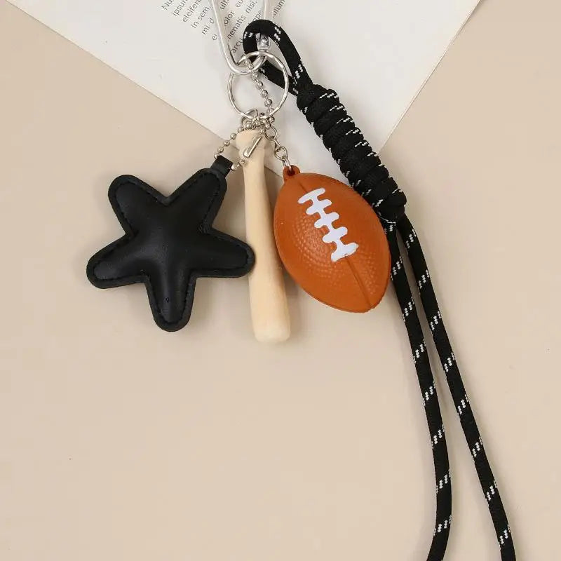 Cute Bag Pendant Keychain Mini Camera 8 Ball Braided Strap Handbag Backpack Key Decor