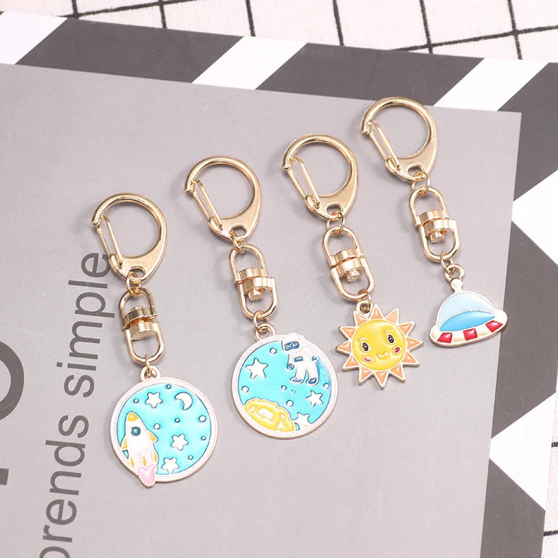 Celestial Space Charm Keychain with D-Shaped Clasp