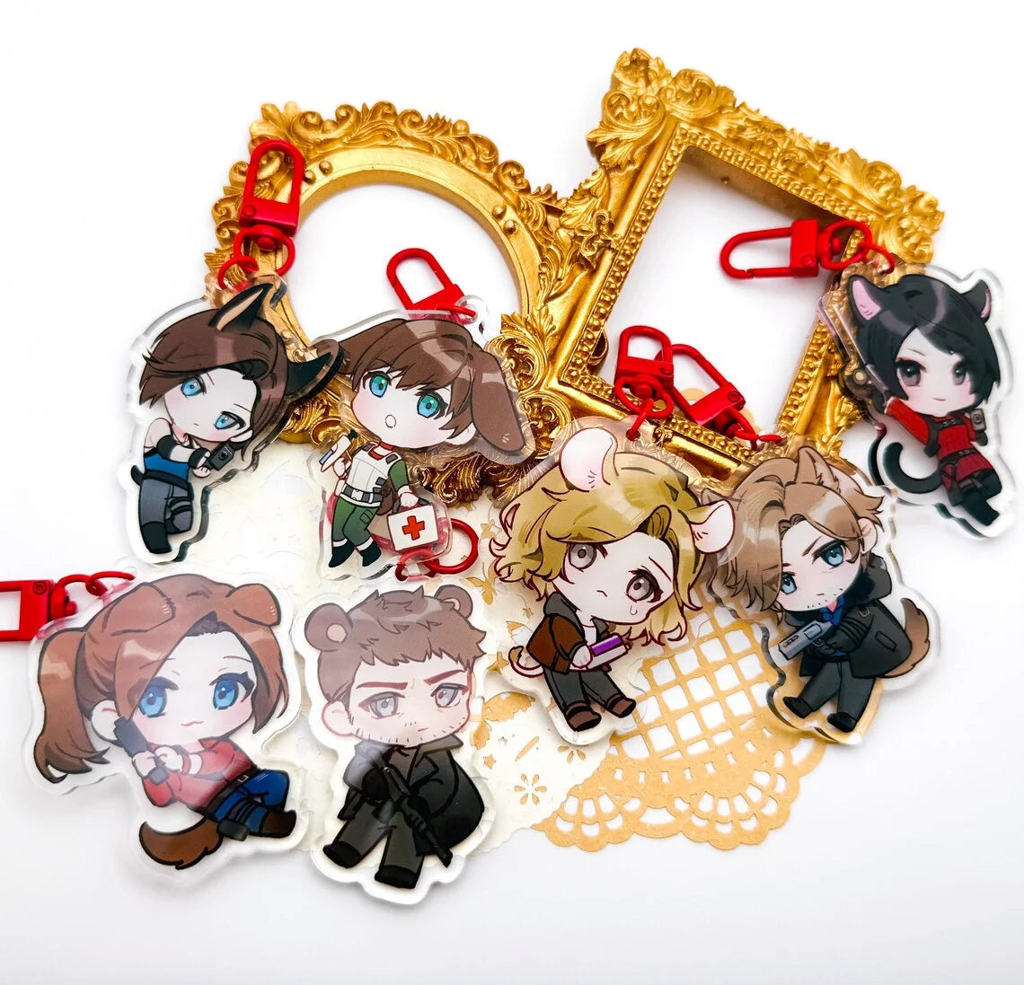 Acrylic Anime Charm Keychain with Zinc Alloy Clip