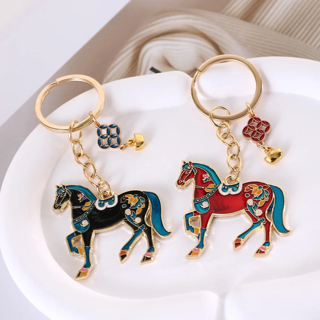 Cute Enamel Horse Keychain Pendant pet Enamel Keyring Women Bag Jewelry gifts