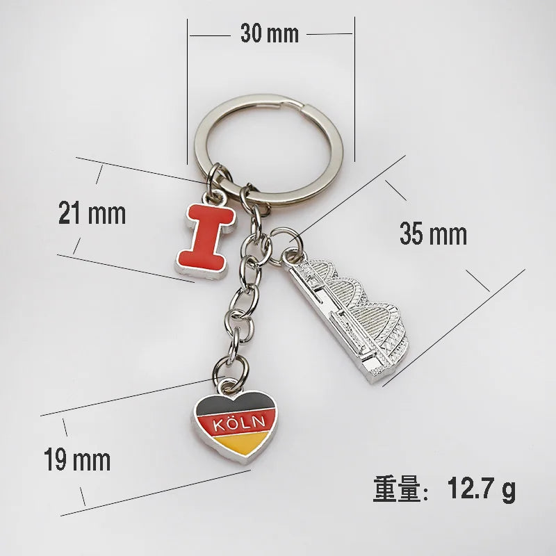 Enamel Flag Keychain Canada Germany Czech Venice UK London Building Alloy Drop Oil Pendant Travel Souvenir Car Bag Key Ring Gift