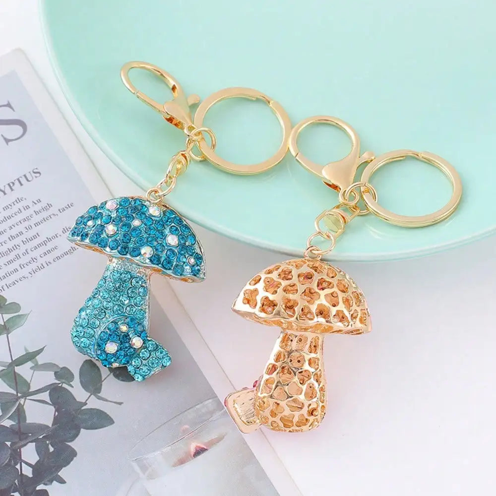 Crystal Rhinestone Mushroom Keychain