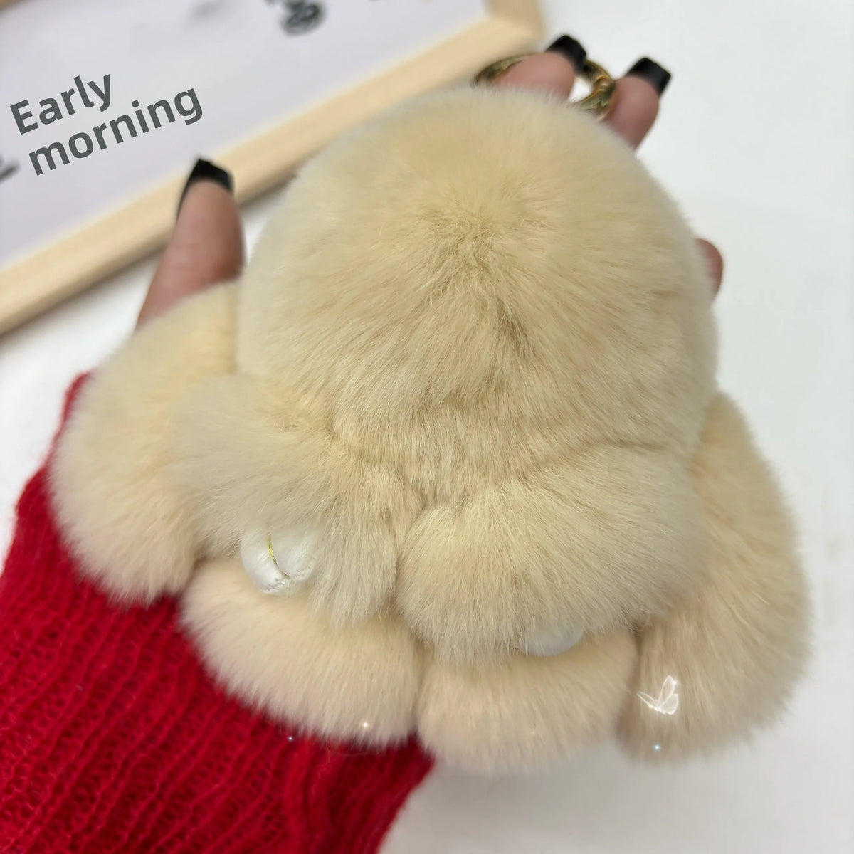 Plush Rabbit Bag Charm with Gold-Tone Ring Clasp