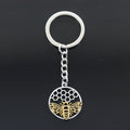 New Keychain 29x25mm Gold Color Bee Honeycomb Honeybee Pendants DIY Men Car Key Chain Ring Holder Keyring Souvenir Jewelry Gift