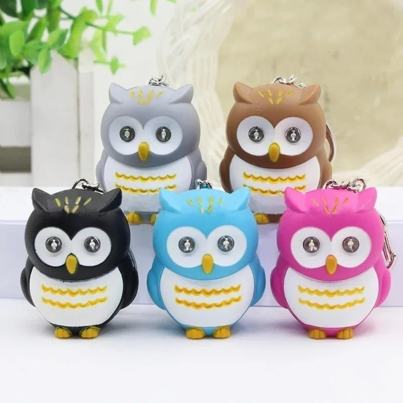 Owl Keychain Flashlight with LED Eyes