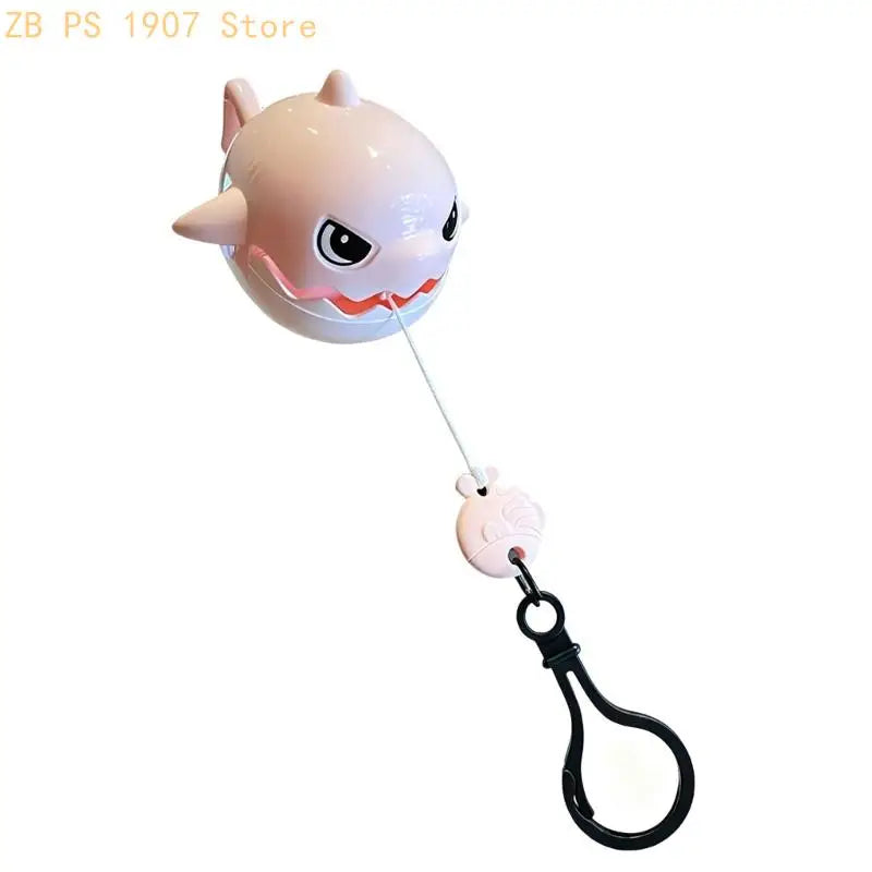Cartoon Plastic Shark Keychain Charm with Pull String Feature, Hanging Clip Loop Accessory for Bags, Keys and Gift Giving 55KA