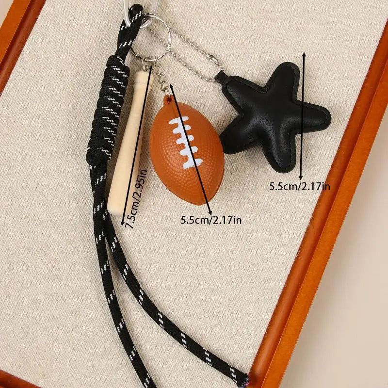 Cute Bag Pendant Keychain Mini Camera 8 Ball Braided Strap Handbag Backpack Key Decor
