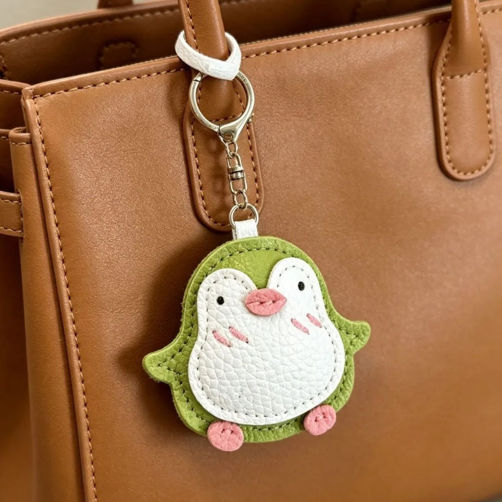 Cartoon Penguin Leather Keychain
