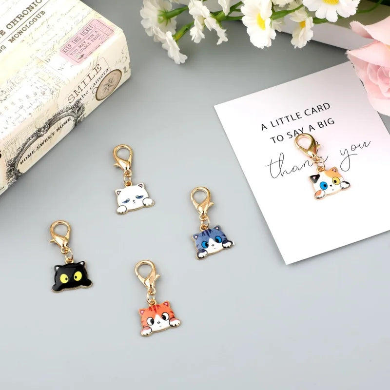Cat Emotional Support Keychains with Cards, 5-Pack