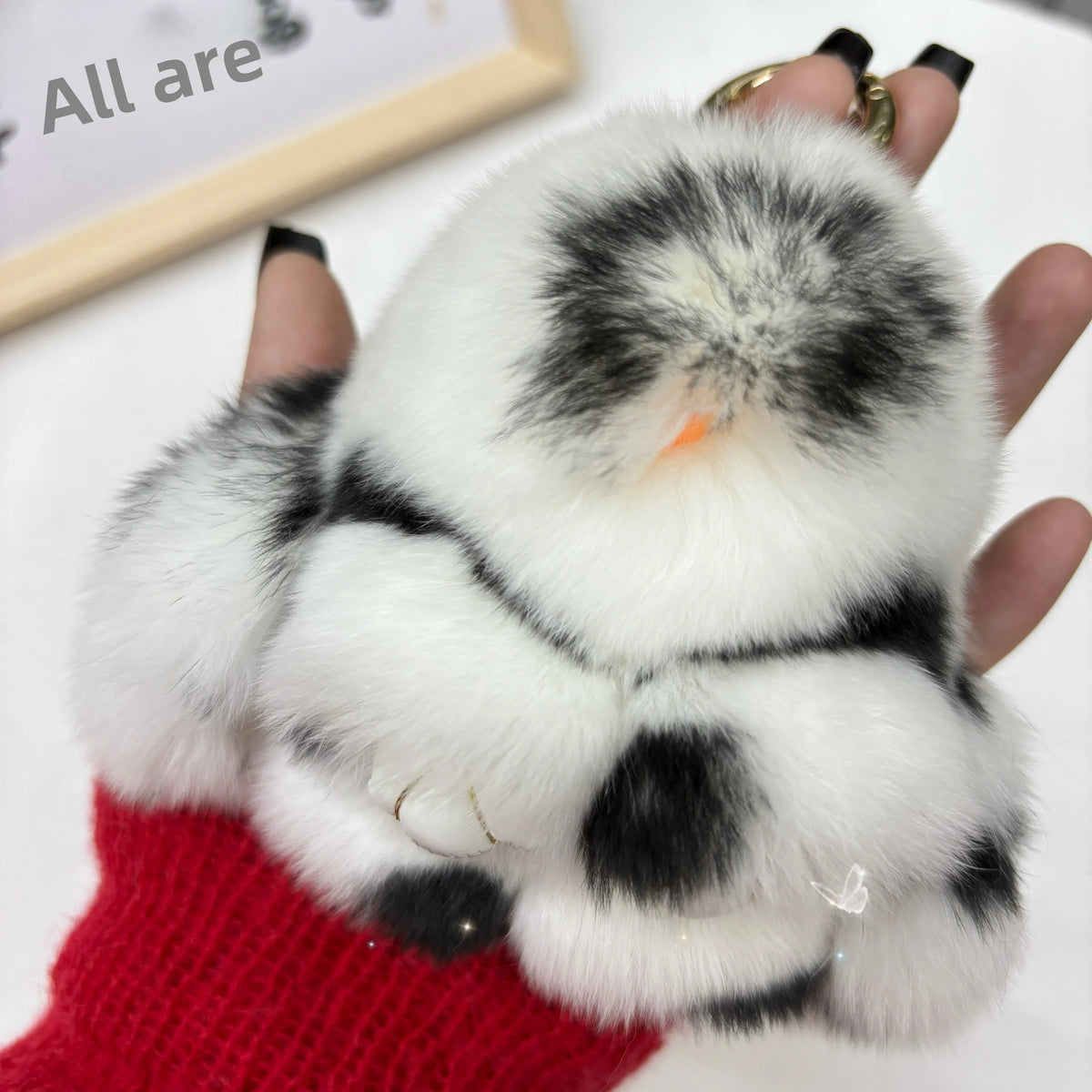 Plush Rabbit Bag Charm with Gold-Tone Ring Clasp
