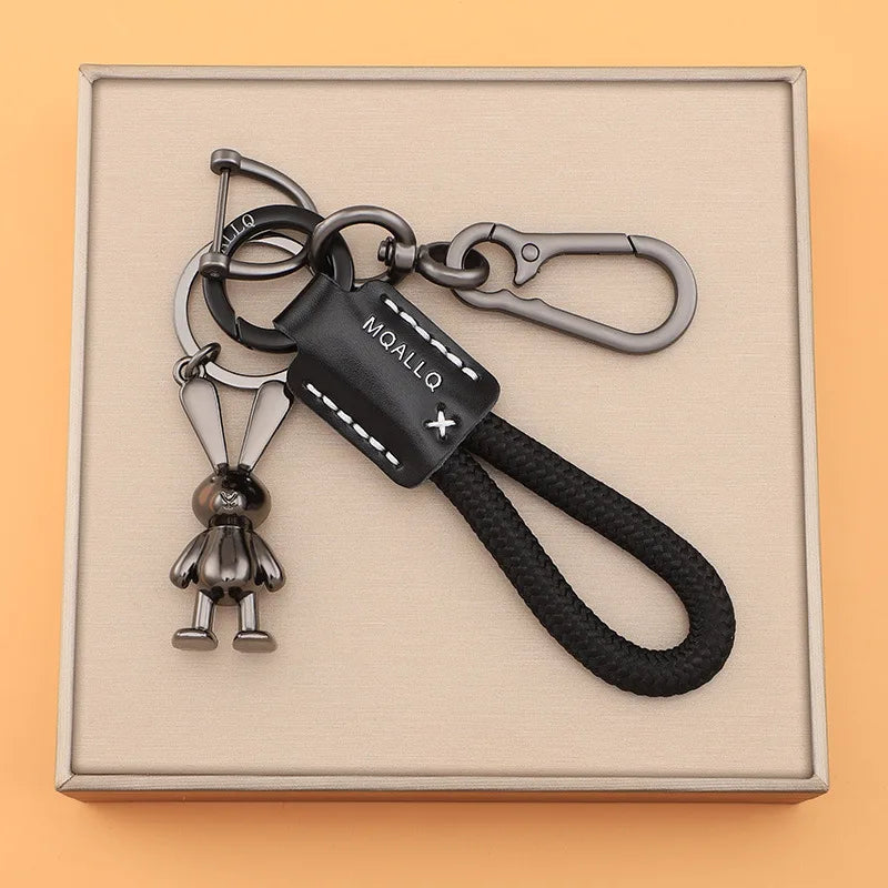 Braided Rope Keychain with Rabbit Charm