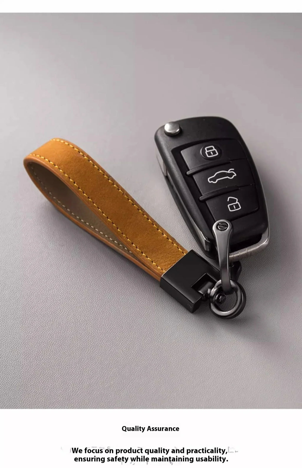 Classic Leather Keychain with Metal Hardware