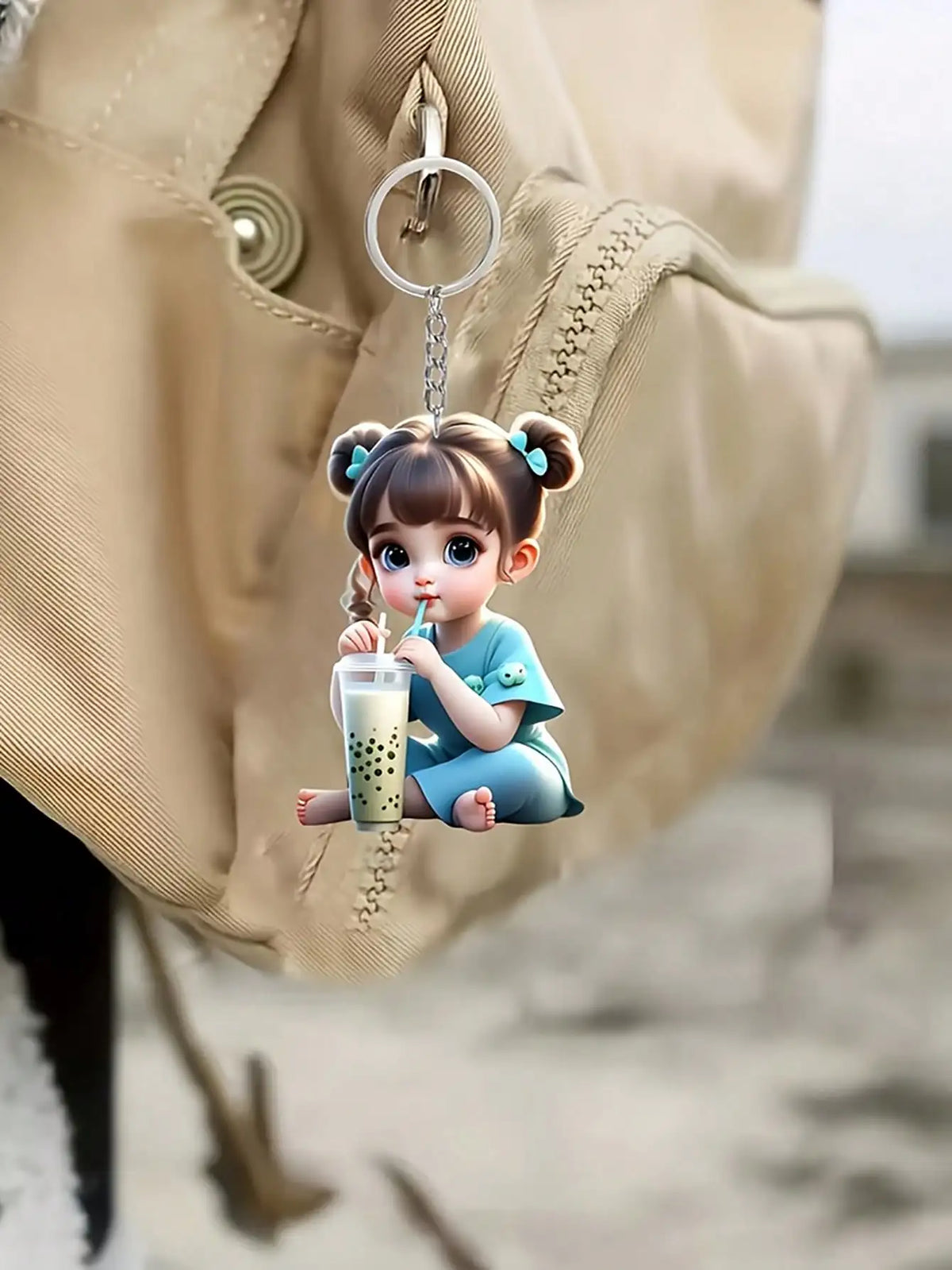 Cartoon Girl Flat Acrylic Keychain