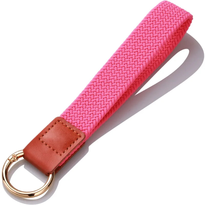 Braided Elastic Wristlet Keychain with Split Ring