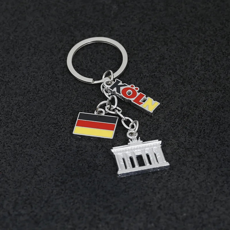Enamel Flag Keychain Canada Germany Czech Venice UK London Building Alloy Drop Oil Pendant Travel Souvenir Car Bag Key Ring Gift