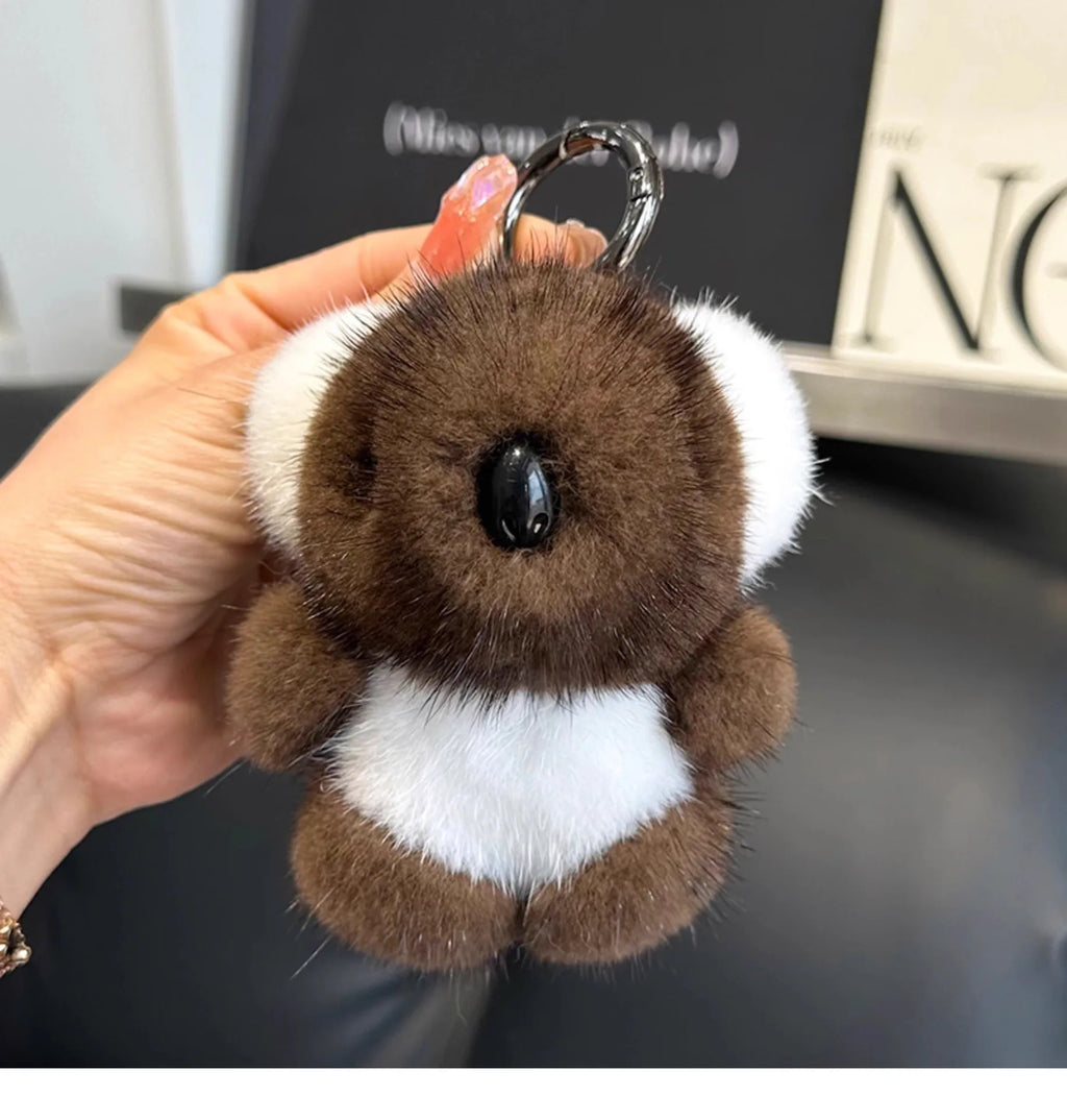 Koala Fur Bag Charm with Spring-Gate Ring