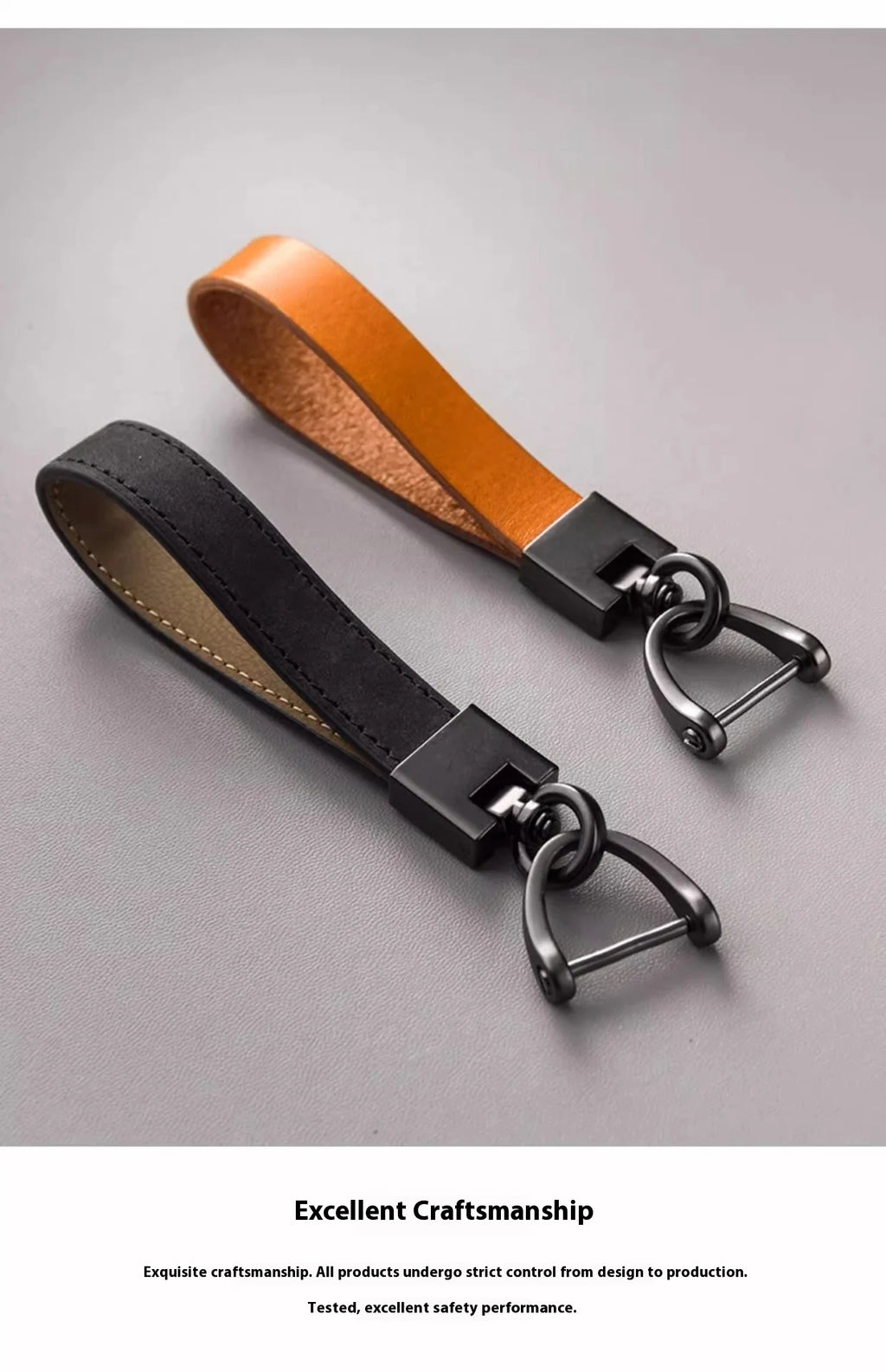 Classic Leather Keychain with Metal Hardware