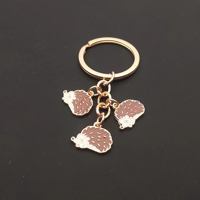 Antique Silver Plated Hedgehog Keychain