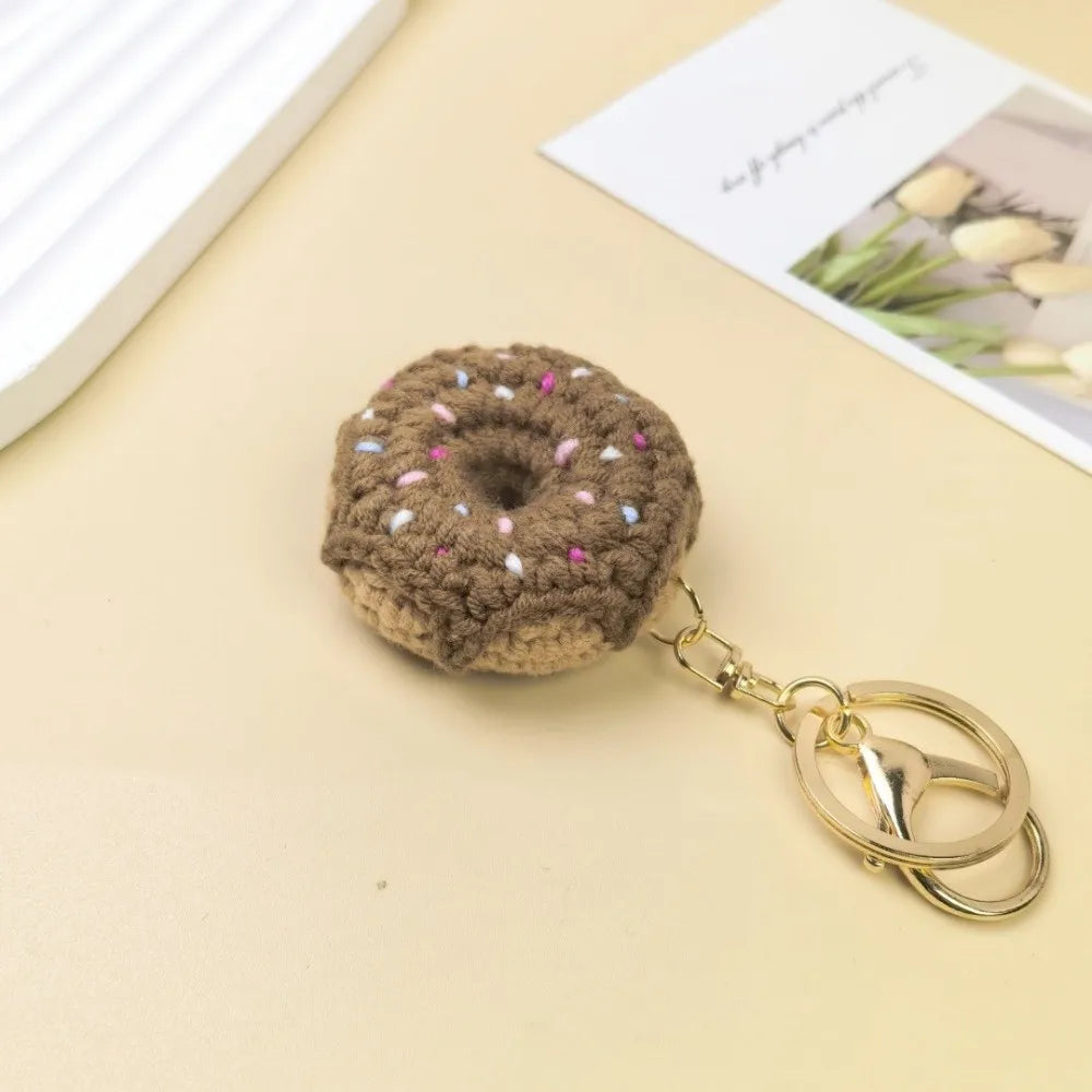 Crochet Donut Keychain with Lobster Clasp