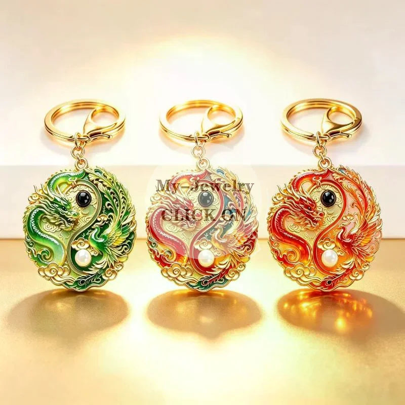 Enamel Blessing Keychain Luxury High End Metal Pendant Premium Bag Charm for Office Lady Bag Decoration