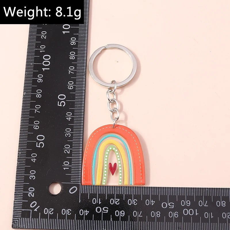 Rainbow Charm Keychain with Gold-Tone Hardware