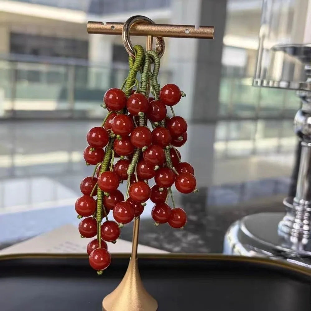 Beaded Grape Bag Charm and Keychain
