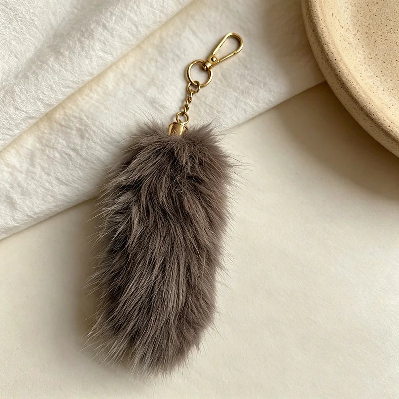 Fox Tail Keychain Irregular Car Keychain Bag Pendant Tail Animal Style Leopard Colored Keychain Cute Plush Keychain For Women