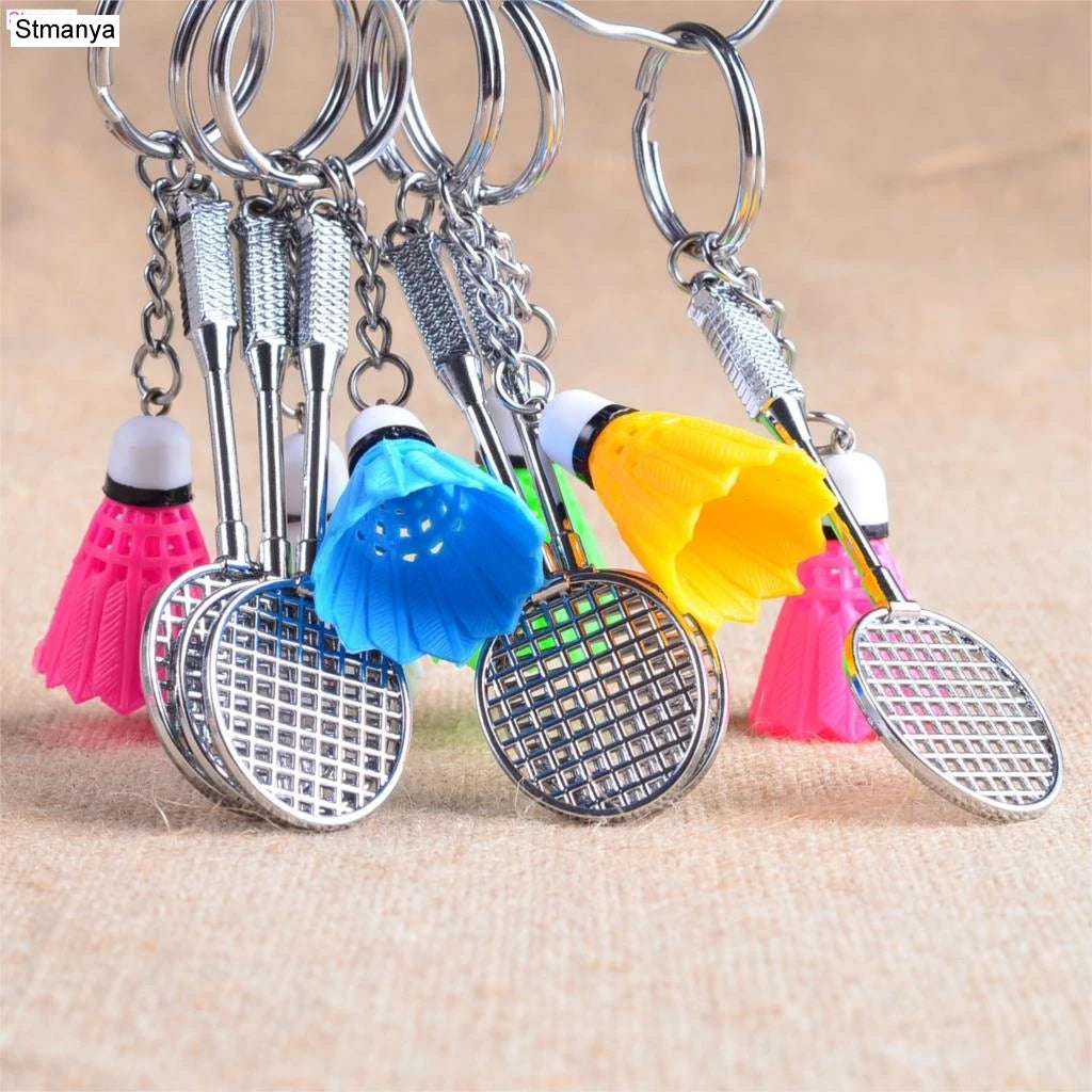 Badminton Keychain with Gold-Tone Clasp