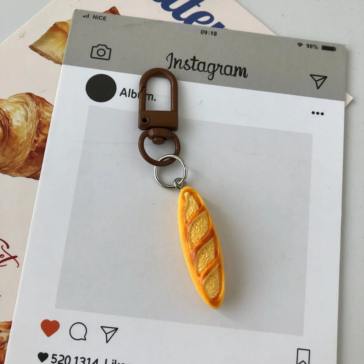Realistic Bakery Bread Bag Charm Keychain