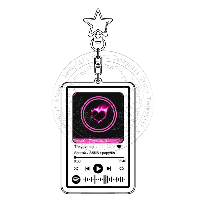 Game-Themed Music-Player Keychain with Star Charm