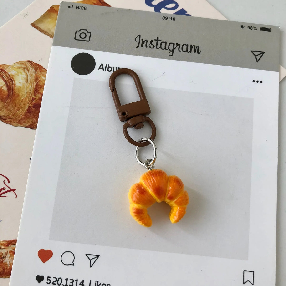 Realistic Bakery Bread Bag Charm Keychain