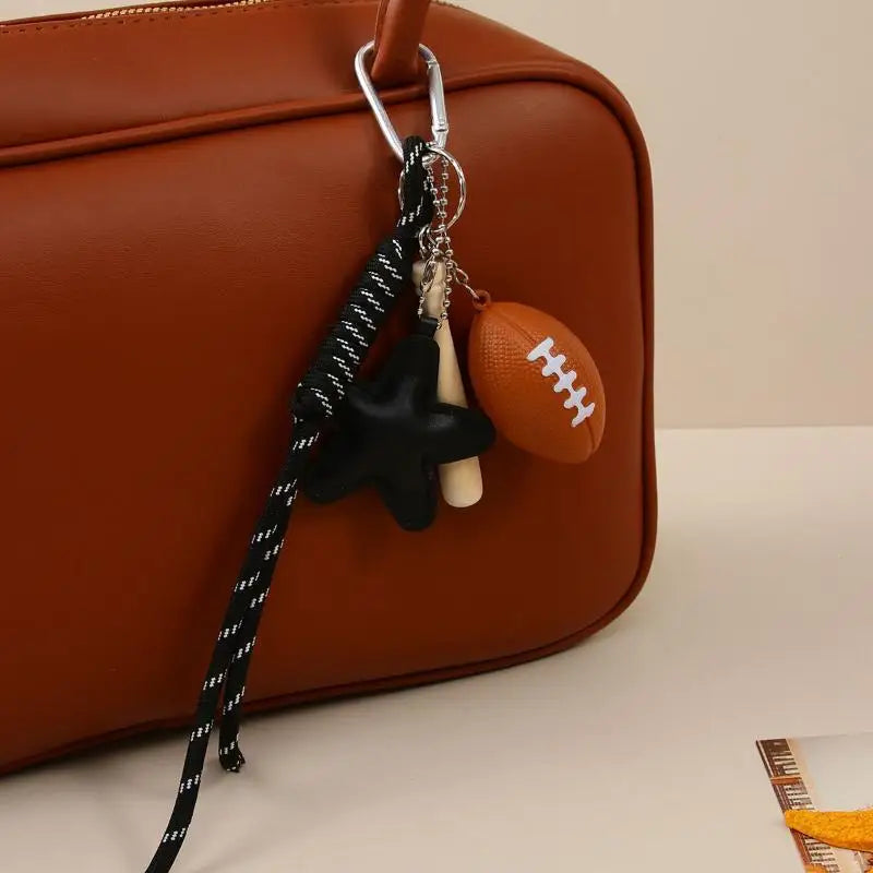 Cute Bag Pendant Keychain Mini Camera 8 Ball Braided Strap Handbag Backpack Key Decor