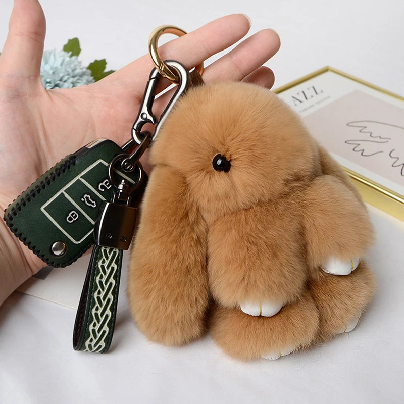 Plush Bunny Bag Charm with Gold-Tone Spring Ring