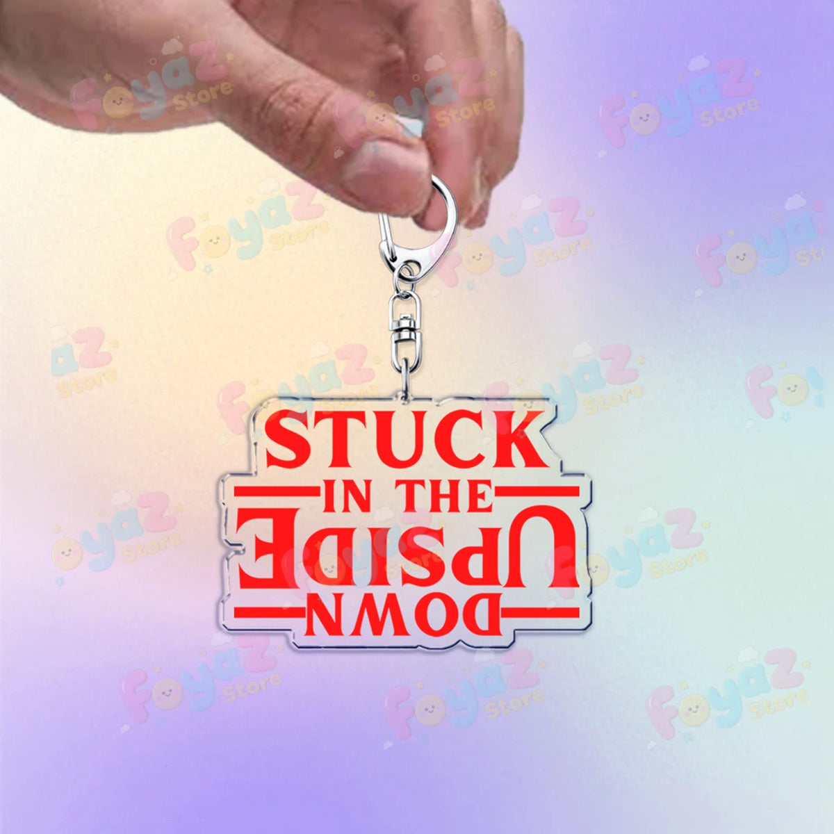 Upside Down Acrylic Keychain with Lobster Clasp