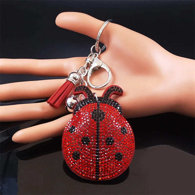 Crystal Ladybug Bag Charm Keychain